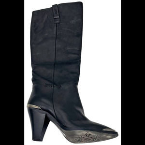 Free People Black Leather Stevie Boot, Western